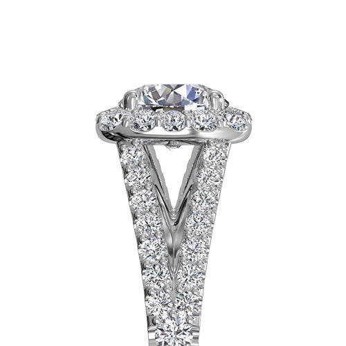 Ritani Cushion Halo Diamond 'V' Band Engagement Ring