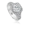 Christopher Designs Elegant Round Diamond Engagement Ring Setting with 3 Row Round Diamond Band