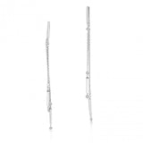 Brevani 14K White Gold Dashing Diamonds Pierced Diamond Dangle Threader Earrings