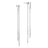 Brevani 14K White Gold Dashing Diamonds Pierced Diamond Dangle Threader Earrings