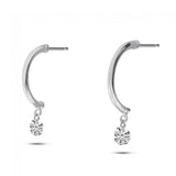 Brevani 14K White Gold Dashing Diamonds Half Huggie .20 Ct Diamond Earrings