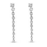 Brevani 14K White Gold Dashing Diamond Stud with 10 Pierced Diamond Dangle Earrings