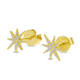 Brevani 14K Yellow Gold Diamond Starburst Earrings