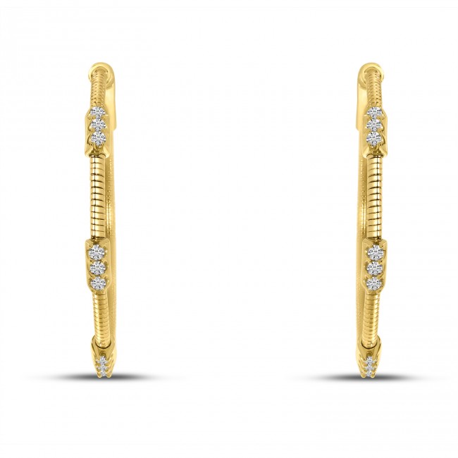 Brevani 14K Yellow Gold Diamond Flex Hoop Earrings