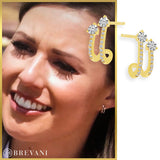 Brevani 14K Yellow Gold Double Diamond Huggie Earrings
