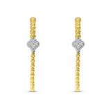Brevani 14K Two Tone Yellow and White Gold Diamond Flexible Hoops