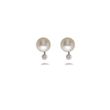 Brevani 14K Yellow Gold Dashing Diamond Pearl Earrings