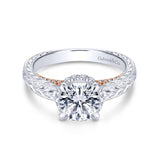 Gabriel & Co. 14k Two Tone Gold Crown Straight Engagement Ring