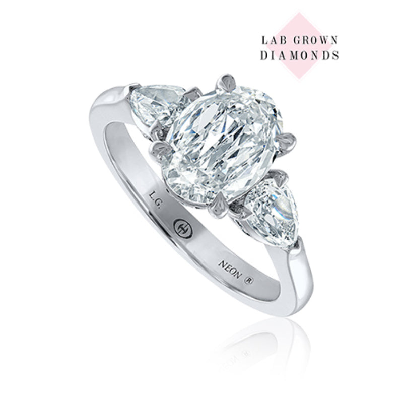 Christopher Designs NEON Crisscut Oval Lab Grown Diamond Engagement Ring with Fancy Sides