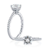 A. Jaffe Four Prong Engagement Ring with Diamond Band