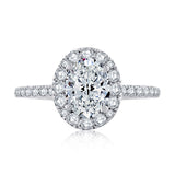 A. Jaffe Oval Halo Engagement Ring with Belted Gallery Detail