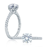 A. Jaffe Round Center Draped Gallery Solitaire Engagement Ring