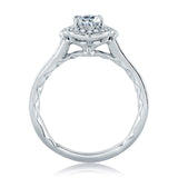A. Jaffe Floral Inspired Milgrain Detail Halo Oval Engagement Ring