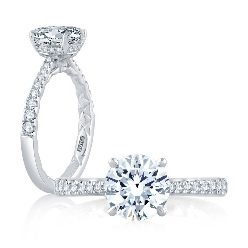 A. Jaffe Cross-Over Round Center Diamond Engagement Ring