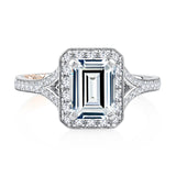 A. Jaffe Classic Halo Emerald Diamond Engagement Ring