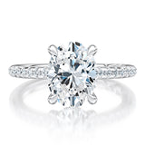 A. Jaffe Diamond Halo Round Cut Engagement Ring with Pave Band