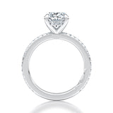 A. Jaffe Diamond Halo Round Cut Engagement Ring with Pave Band