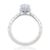 A. Jaffe Oval Cut Shared Prong Diamond Engagement Ring with Hidden Halo