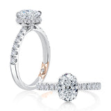 A. Jaffe Oval Cut Shared Prong Diamond Engagement Ring with Hidden Halo