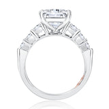 A. Jaffe Four Prong Seven Stone Asscher Diamond Engagement Ring