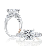 A. Jaffe Four Prong Seven Stone Asscher Diamond Engagement Ring