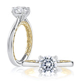 A. Jaffe Elegant Two Tone Round Cut Diamond Engagement Ring