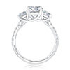 A. Jaffe Three Stone Trellis Diamond Engagement Ring with Pave Diamond Band