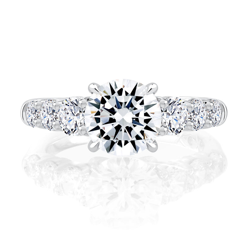 A. Jaffe Four Prong Seven Stone Round Diamond Engagement Ring
