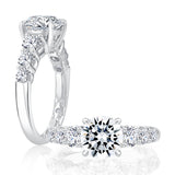 A. Jaffe Four Prong Seven Stone Round Diamond Engagement Ring