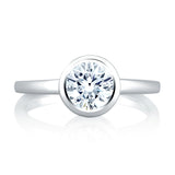 A. Jaffe Diamond Halo Round Cut Engagement Ring with Pave Band