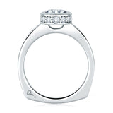A. Jaffe Diamond Halo Round Cut Engagement Ring with Pave Band
