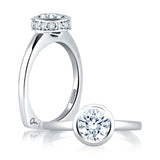 A. Jaffe Diamond Halo Round Cut Engagement Ring with Pave Band