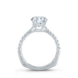 A. Jaffe French Pave Round Center Diamond Quilted Engagement Ring