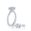A. Jaffe Peek-A-Boo Pave Profile Cushion Center Diamond Engagement Ring with Signature A.JAFFE Quilts Interior