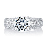 A. Jaffe Modern Three Row Diamond Pave Engagement Ring