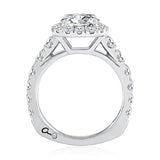 A. Jaffe Diamond Halo Round Cut Engagement Ring with Pave Signature European Shank