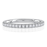 A. Jaffe Classic Diamond Pave Wedding Band with Quilted Interior