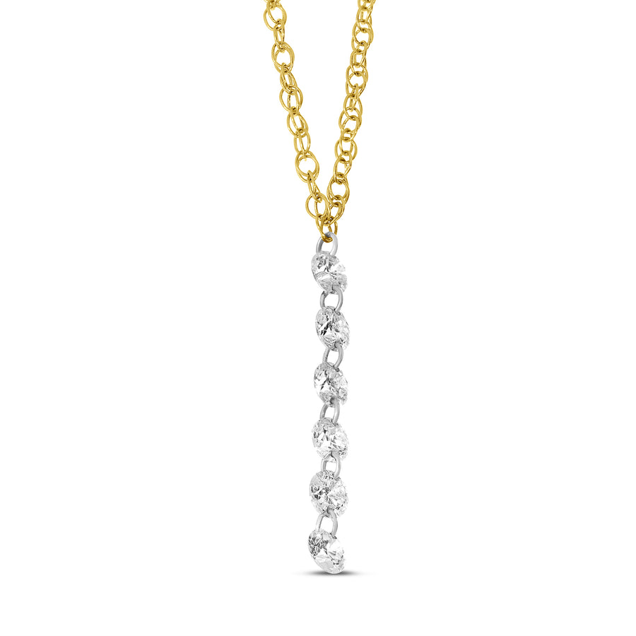 Brevani 14K Yellow Gold Dashing Diamond Cable Chain Necklace