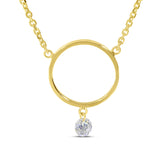 Brevani 14K Yellow Gold Dashing Diamond Circle Necklace