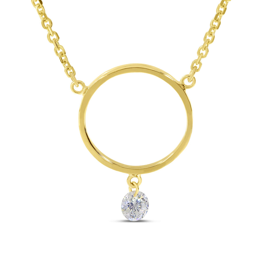 Brevani 14K Yellow Gold Dashing Diamond Circle Necklace