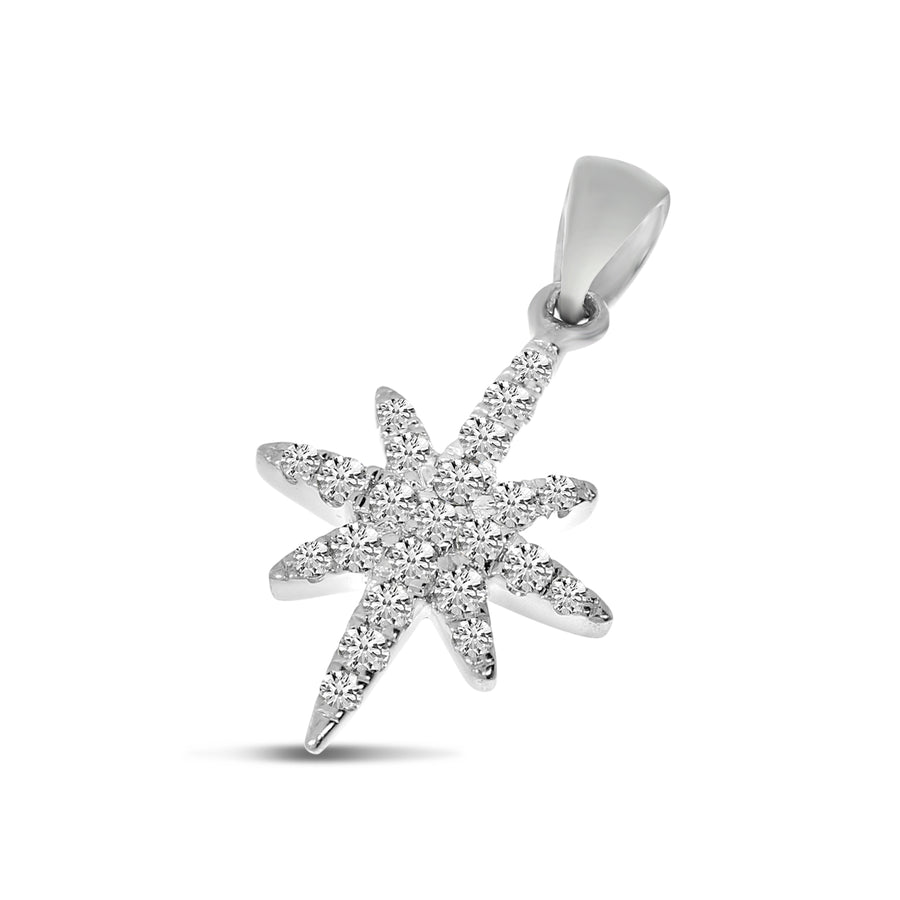Brevani 14K White Gold Small Diamond Starburst Pendant