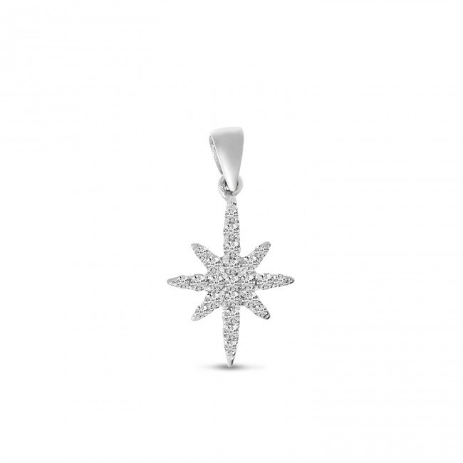 Brevani 14K White Gold Small Diamond Starburst Pendant