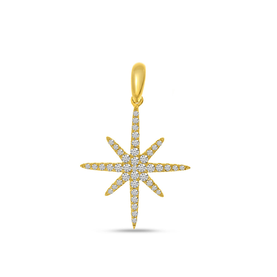 Brevani 14K Yellow Gold Diamond Starburst Pendant