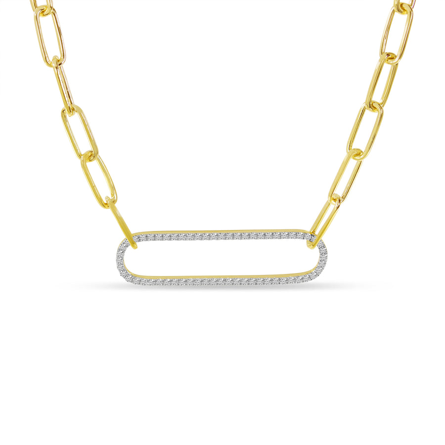 Brevani 14K Yellow Gold Large Diamond Paperclip Link Necklace