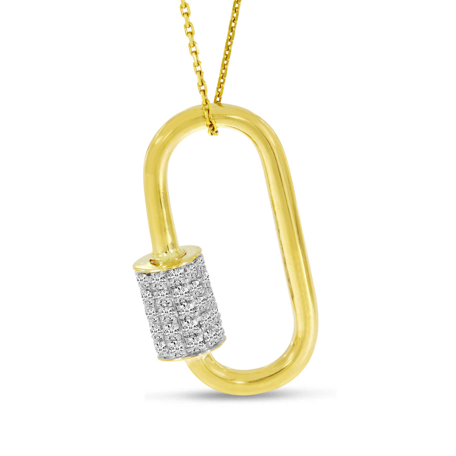 Brevani 14K Yellow Gold Diamond Lock Pendant