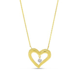 Brevani 14K Yellow Gold Dashing Diamond 18 Inch Open Heart Necklace