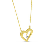 Brevani 14K Yellow Gold Dashing Diamond 18 Inch Open Heart Necklace