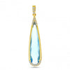 Brevani 14K Yellow Gold Elongated Pear Blue Topaz and Diamond Semi Precious Fashion Pendant