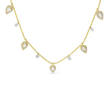 Brevani 14K Yellow Gold Dashing Diamond Five Station Dangle Pear White Topaz Necklace