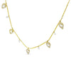 Brevani 14K Yellow Gold Dashing Diamond Five Station Dangle Pear White Topaz Necklace